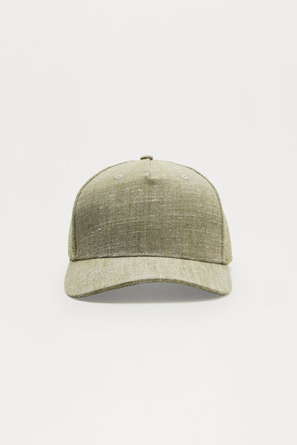 Textured Linen Snapback Hat - Green