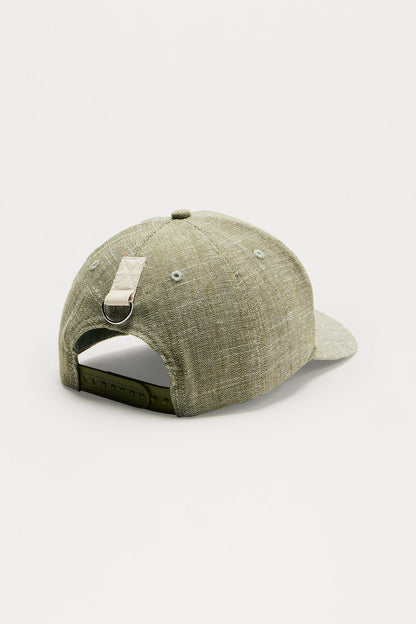Textured Linen Snapback Hat - Green