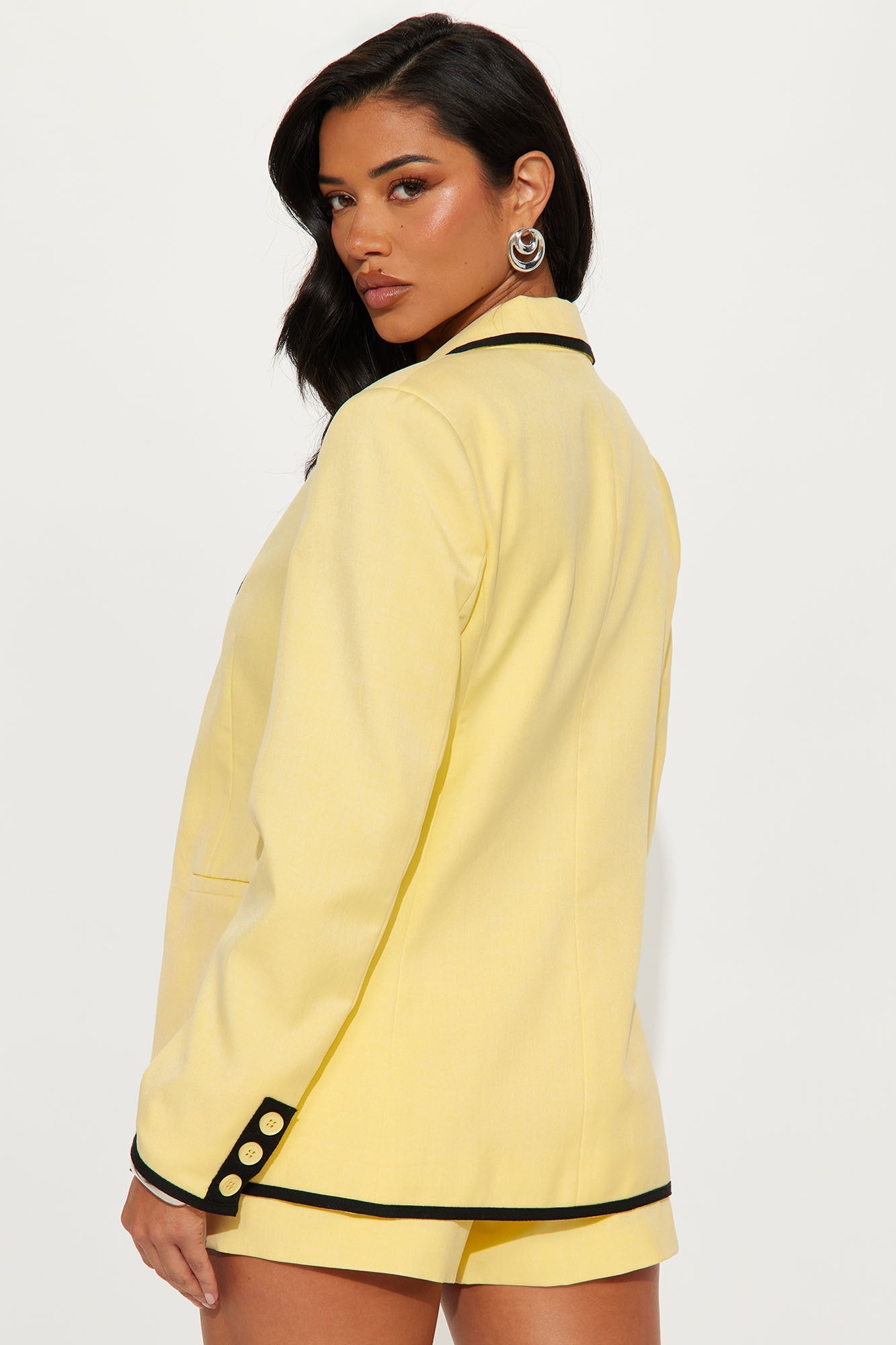French Affair Blazer Short Set - Yellow/combo