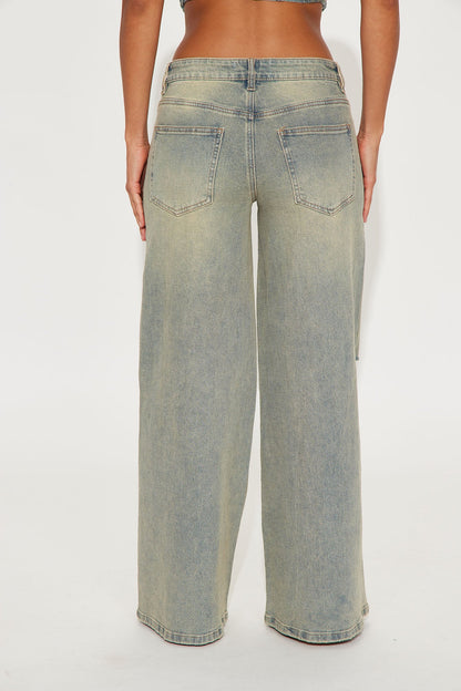 Marcelo High Rise Ripped Wide Leg Jean - Medium Wash