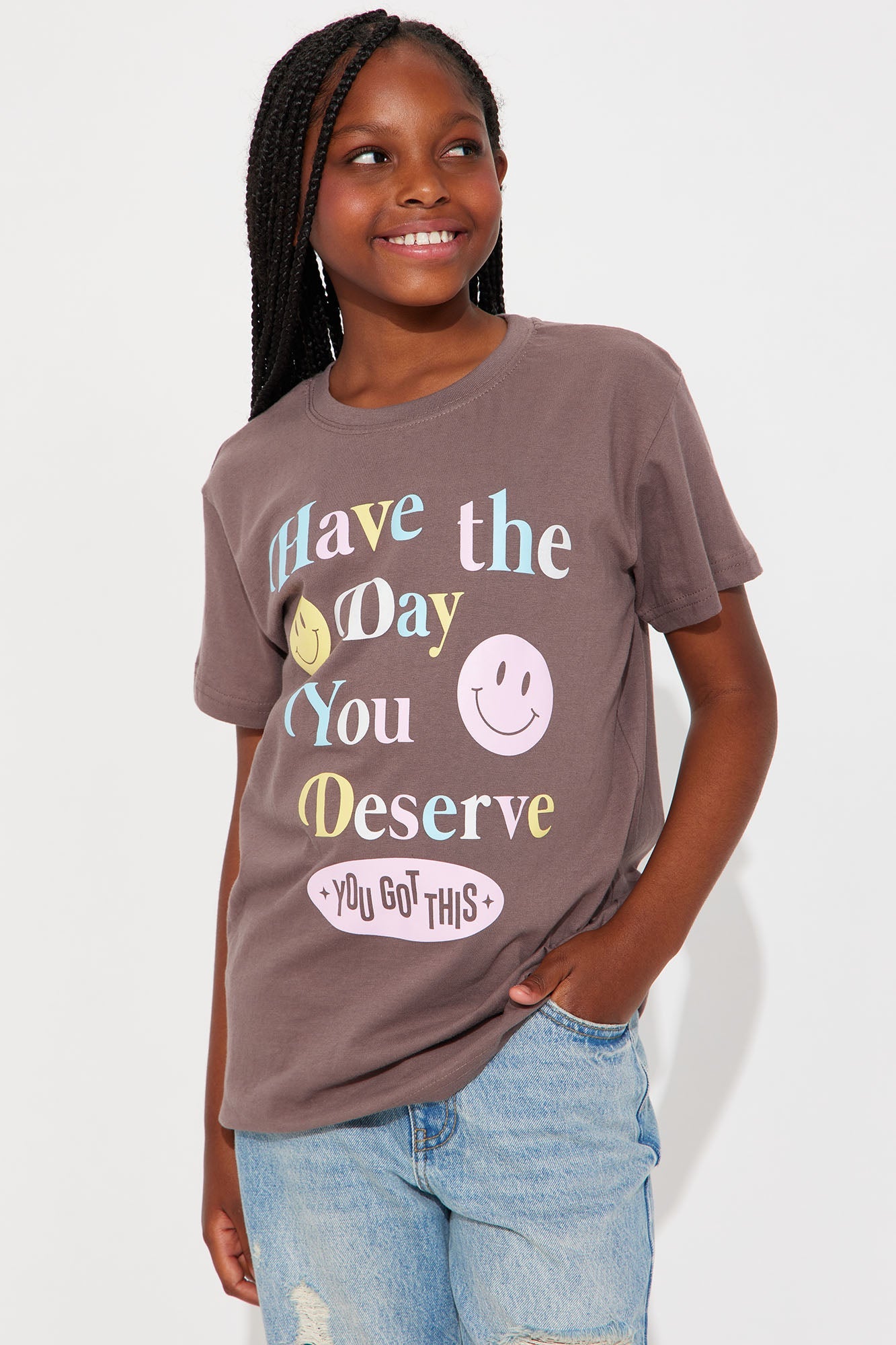 Mini Have The Day You Deserve Short Sleeve T-Shirt - Chocolate