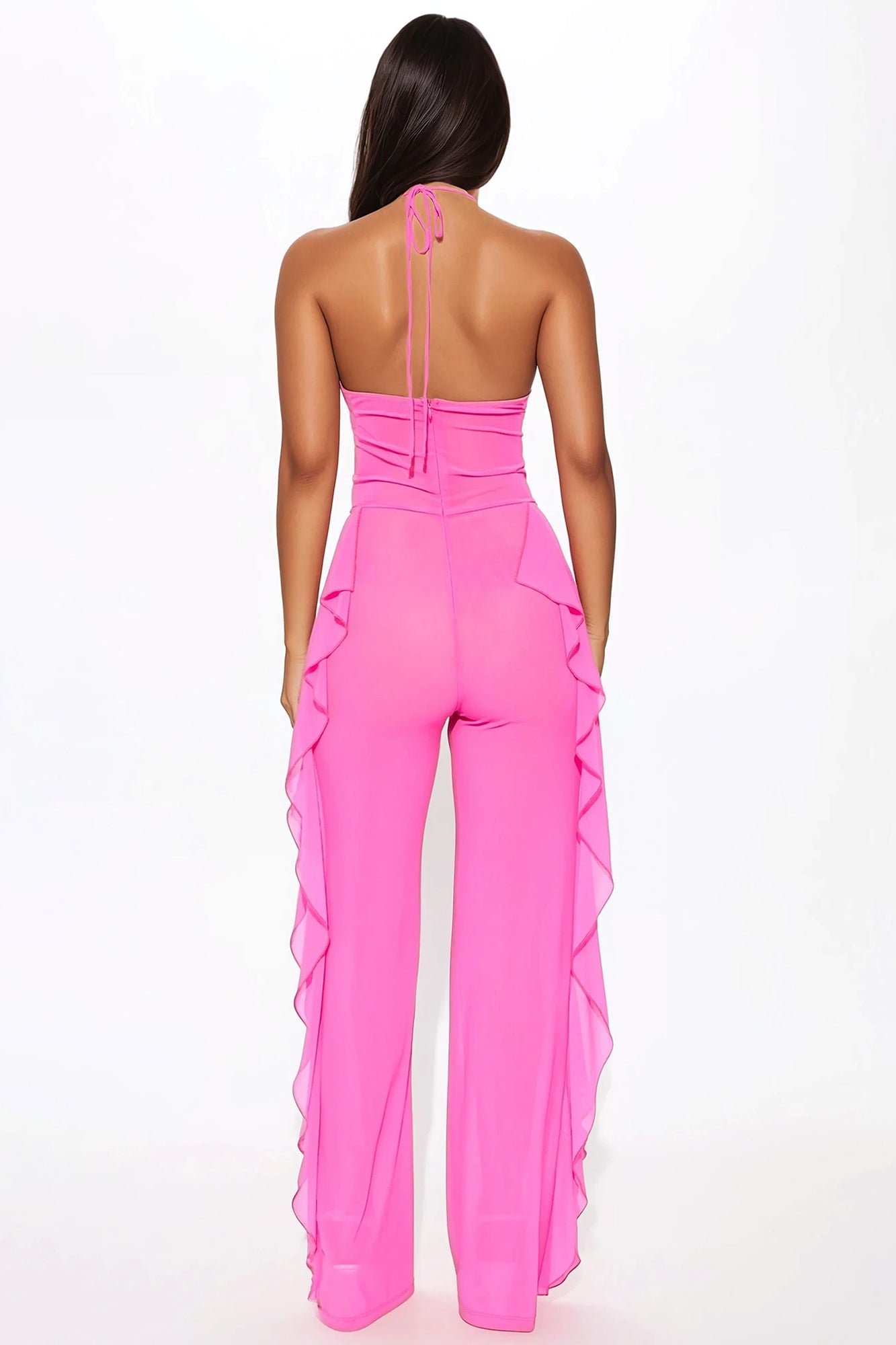 Electric Feeling Mesh Jumpsuit - Pink