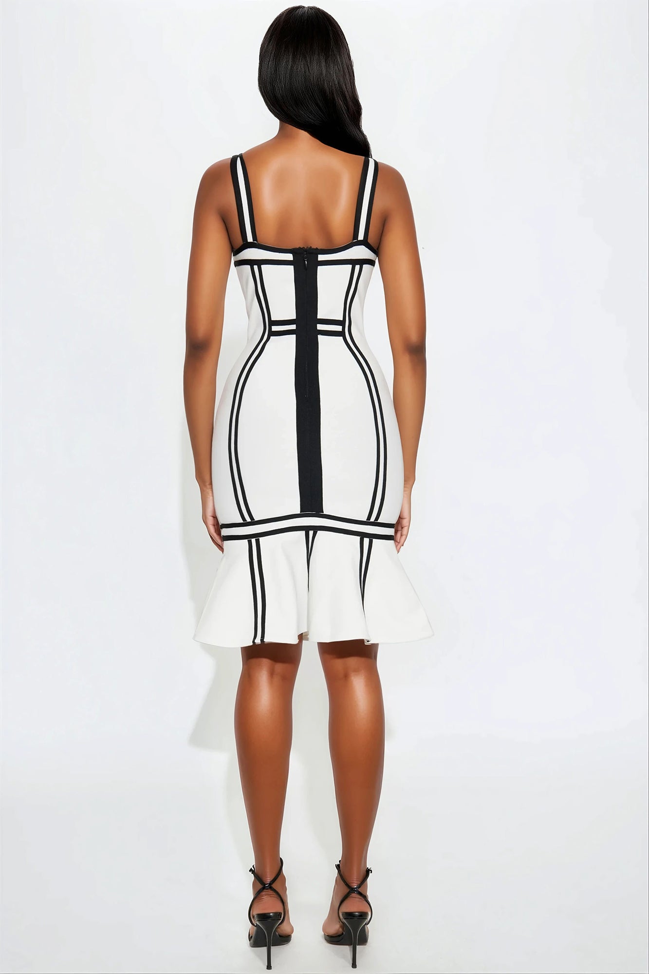 Always A Pleasure Bandage Midi Dress - White/Black