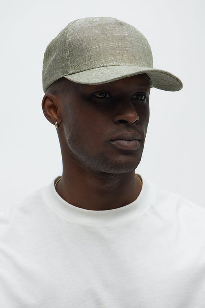 Textured Linen Snapback Hat - Green
