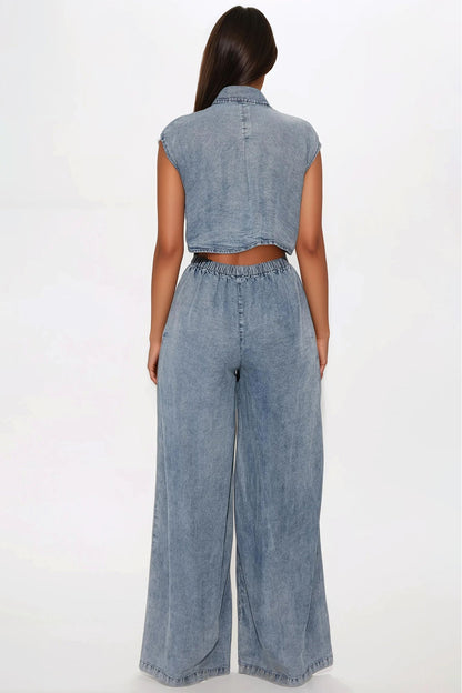 Astrid Chambray Jumpsuit - Medium Wash