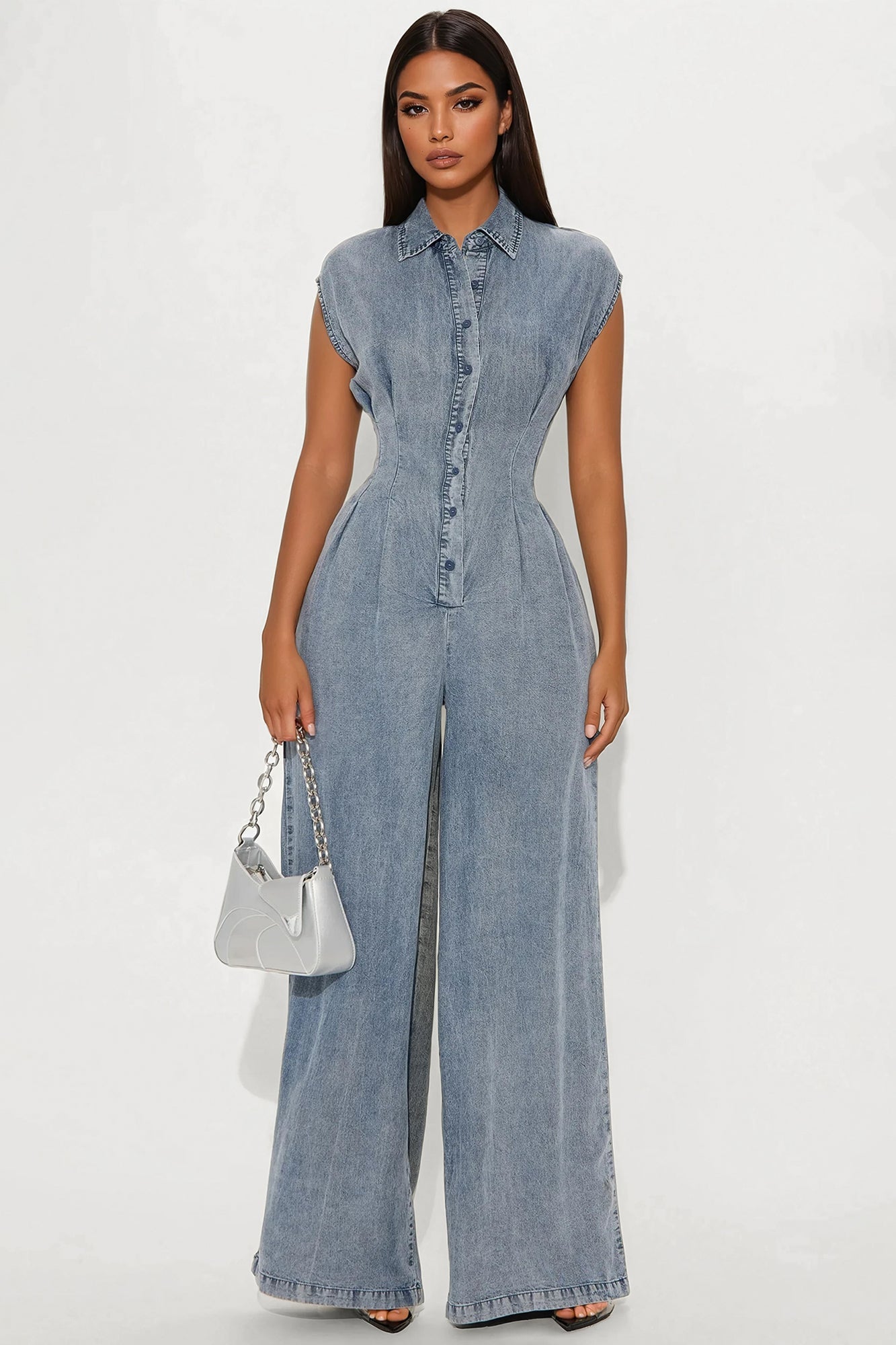 Astrid Chambray Jumpsuit - Medium Wash