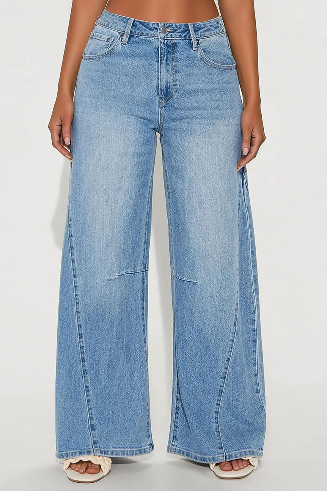 Ojai Seamed Barrel Wide Leg Jean - Light Wash