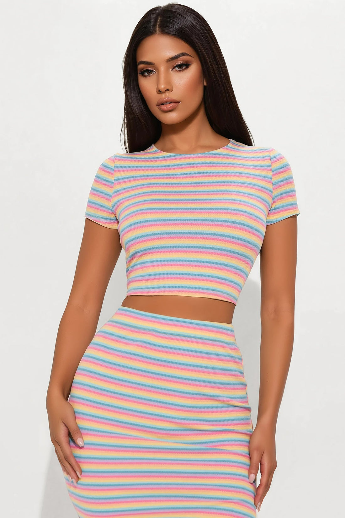Chasing Rainbows Midi Skirt Set - Multi Color