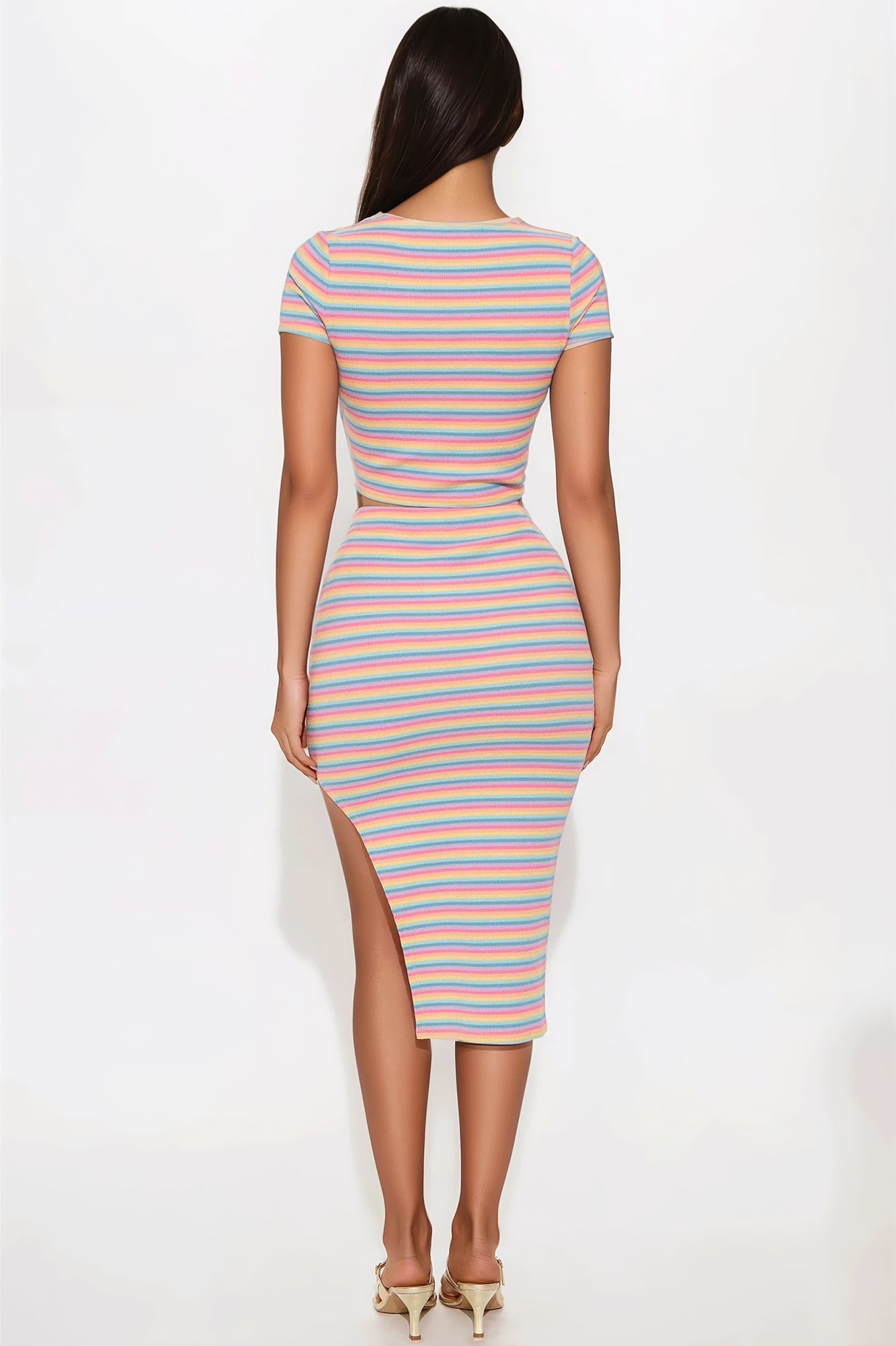 Chasing Rainbows Midi Skirt Set - Multi Color