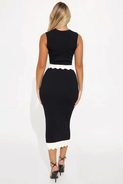 Melissa Sweater Maxi Skirt Set - Black