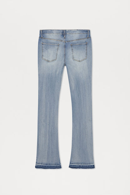 Through It Ripped Skinny Flared Jeans - Vintage Blue Wash