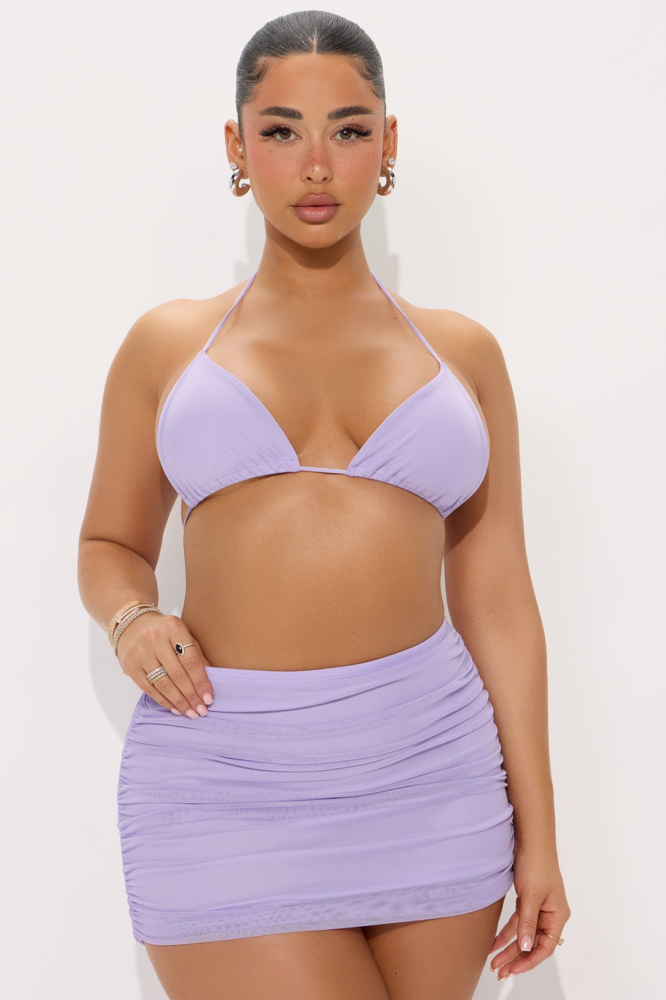 VIP Status 3 Piece Mini Skirt Set - Lilac