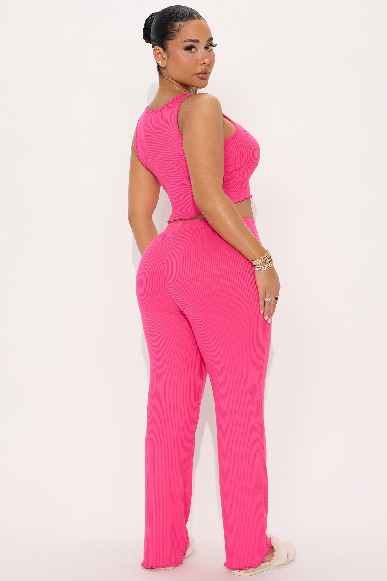 Dream Tonight Ribbed Tank PJ Pant Set - Raspberry