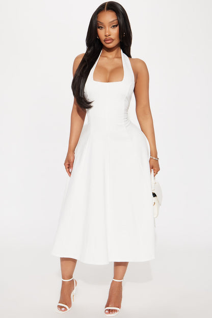 Mabel Ponte Midi Dress - White