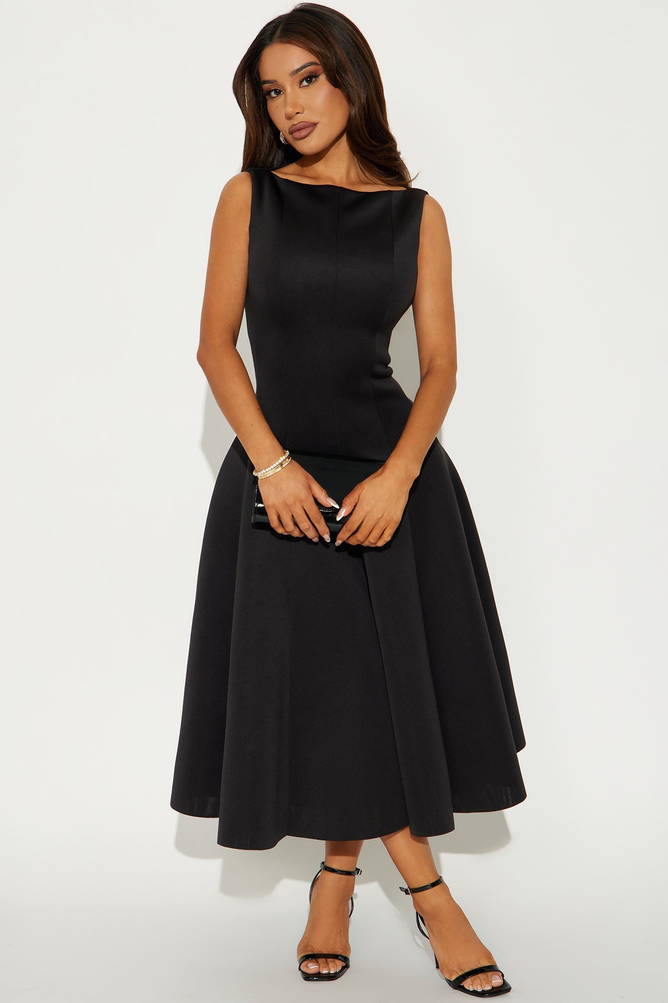 Sweet Sunday Pleated Midi Dress - Black
