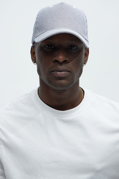 Pinstriped Snapback Hat - Grey/combo