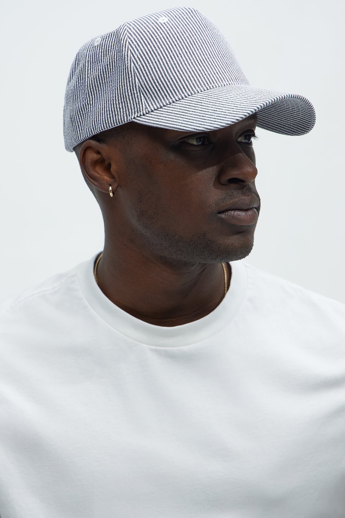 Pinstriped Snapback Hat - Grey/combo