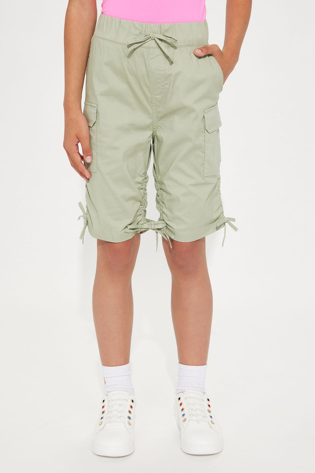 Mini Twill Cargo Bermuda Shorts - Olive