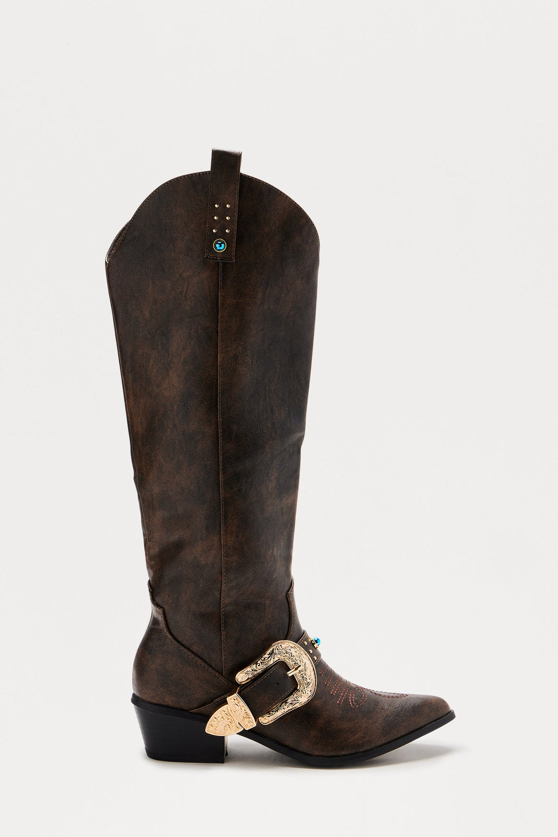 Rhode Knee High Cowboy Boots - Brown