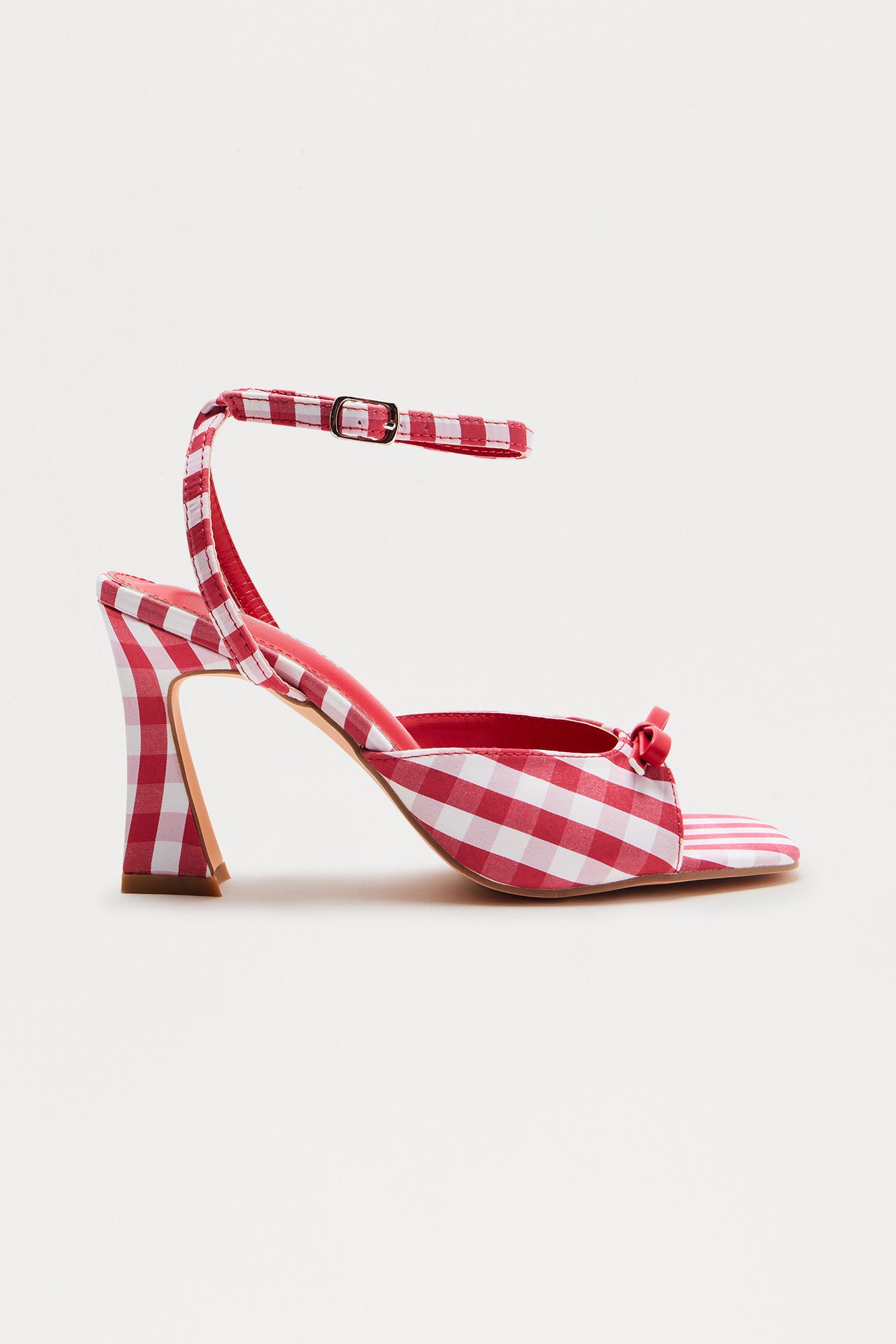 Picnic Bow Gingham Heels - Red/combo