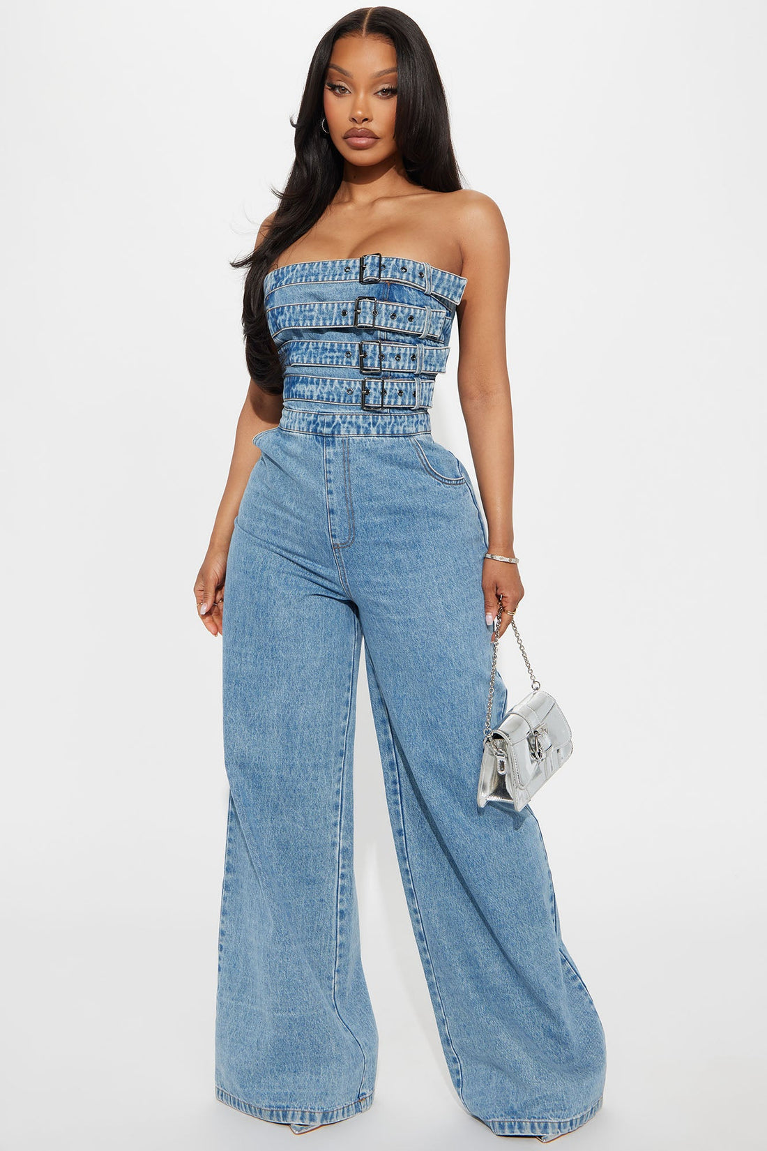 Send Your Location Denim Jumpsuit - Medium Wash