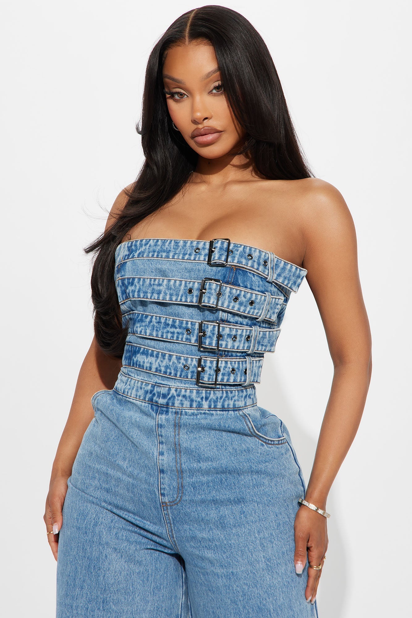 Send Your Location Denim Jumpsuit - Medium Wash