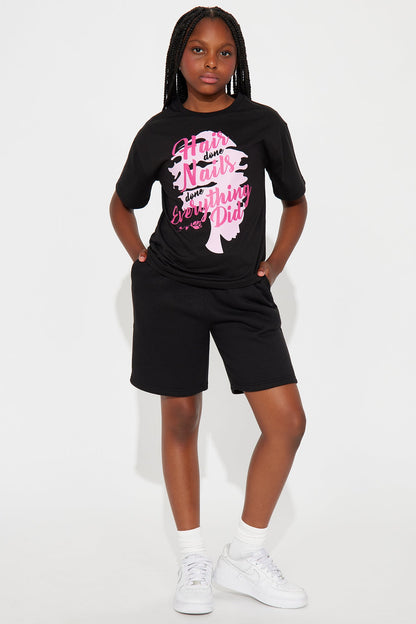 Mini Everything Did Short Set - Black