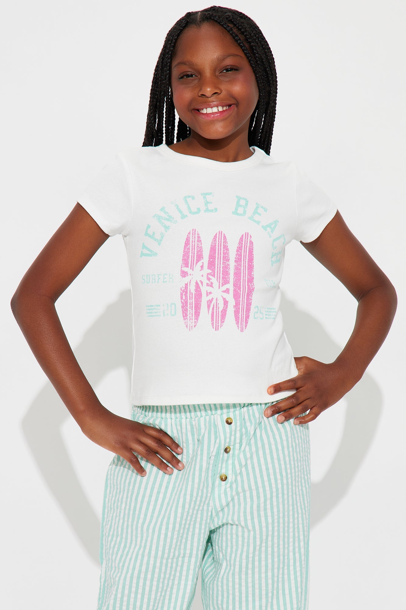 Mini Venice Beach Surfing Pant Set - Mint/combo
