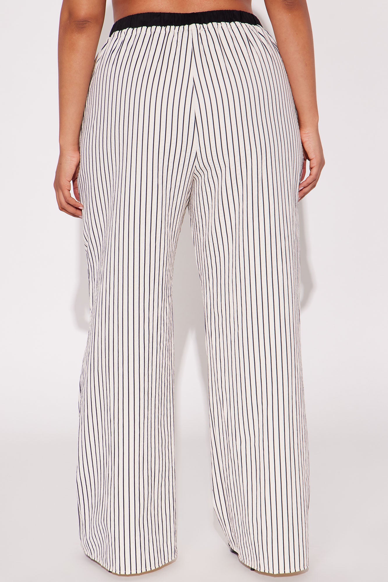 Samantha Wide Leg Contrast Waistband Boxer Pant - Cream/combo