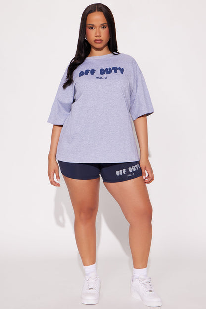 Off Duty Biker Short Set - Grey