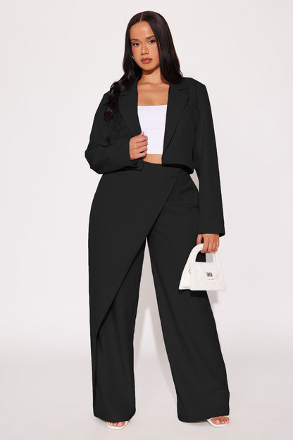 Booked And Busy Blazer Pant Set - Black