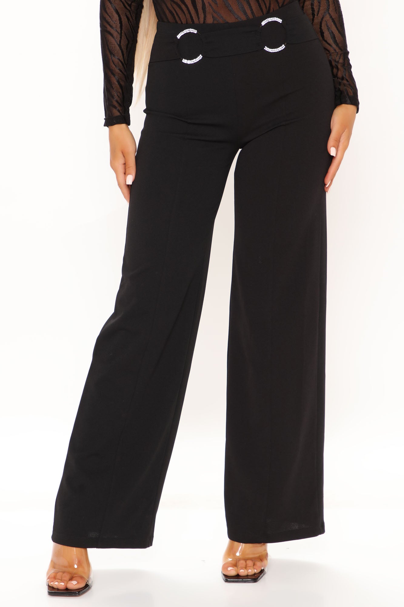 Office Crush Rhinestone Pant - Black