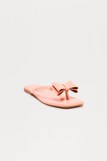 Silvie Bow Patent Sandals - Nude