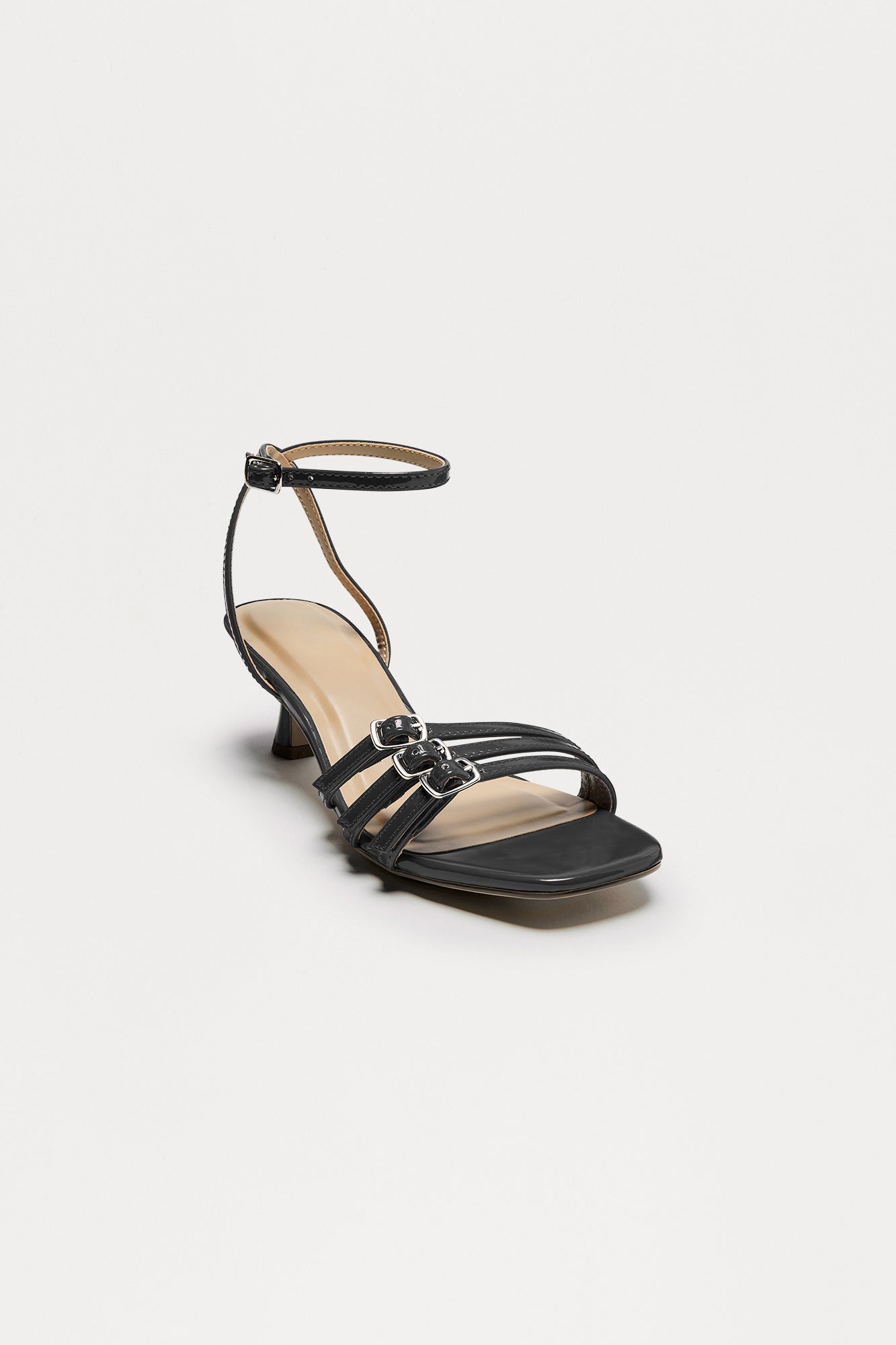 Lulu Buckle Kitten Heels - Black
