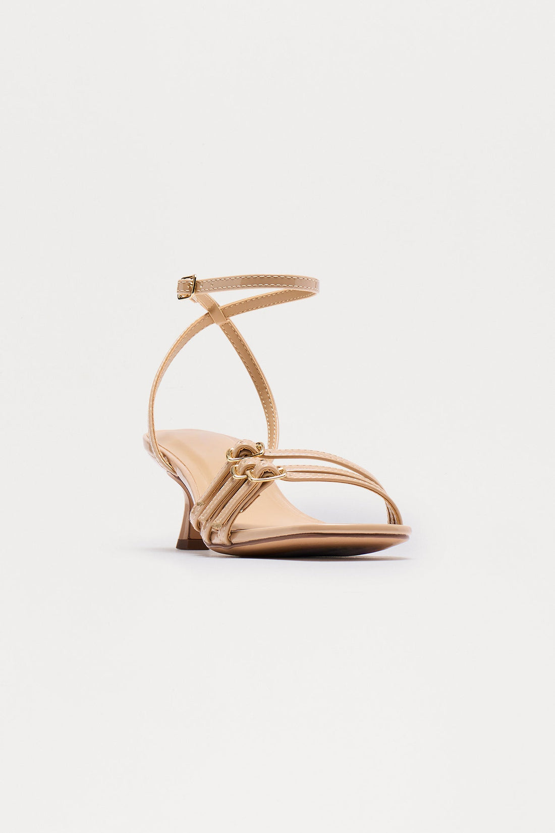 Lulu Buckle Kitten Heels - Beige