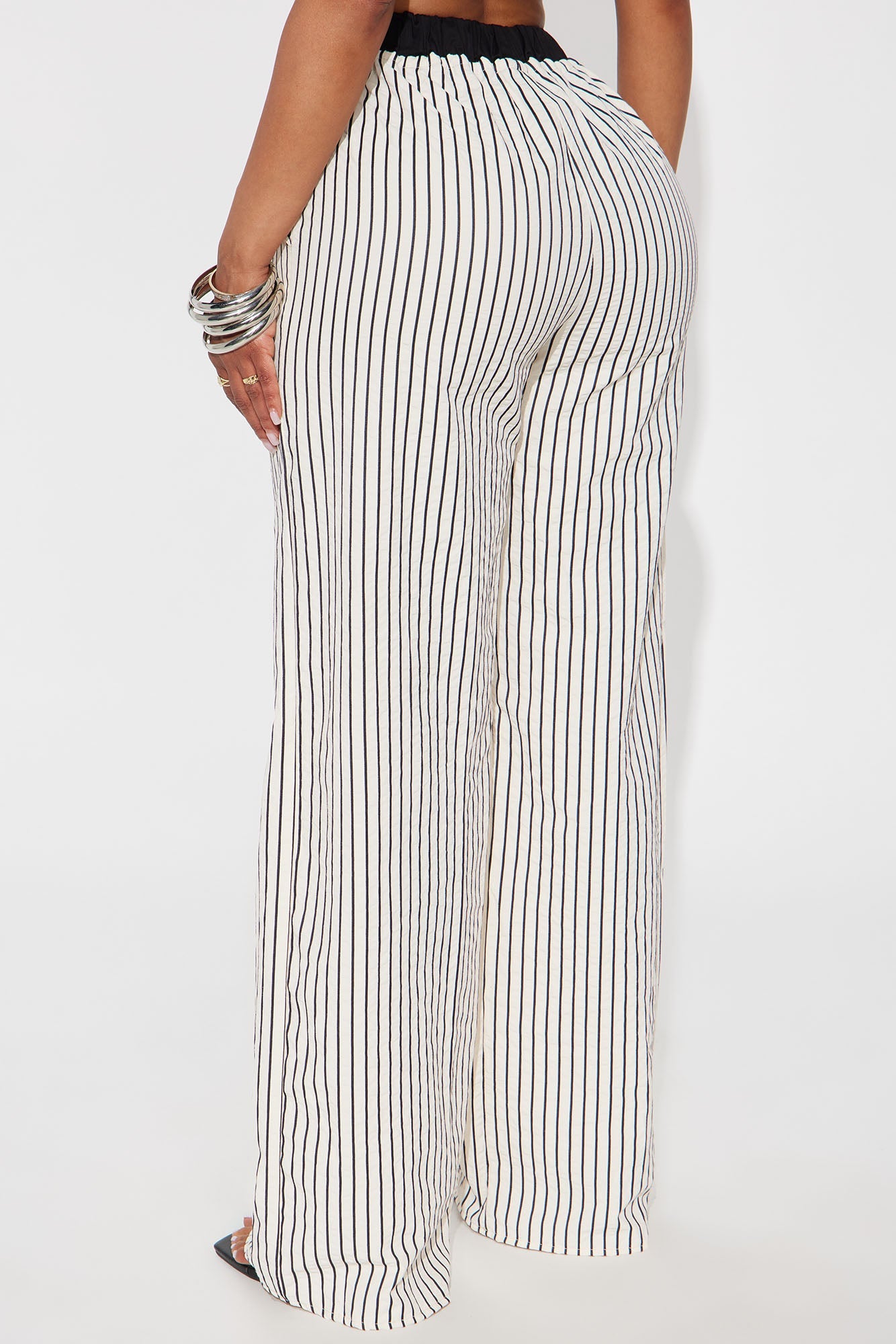 Samantha Wide Leg Contrast Waistband Boxer Pant - Cream/combo