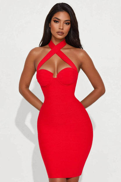Sylvie Bandage Midi Dress - Red