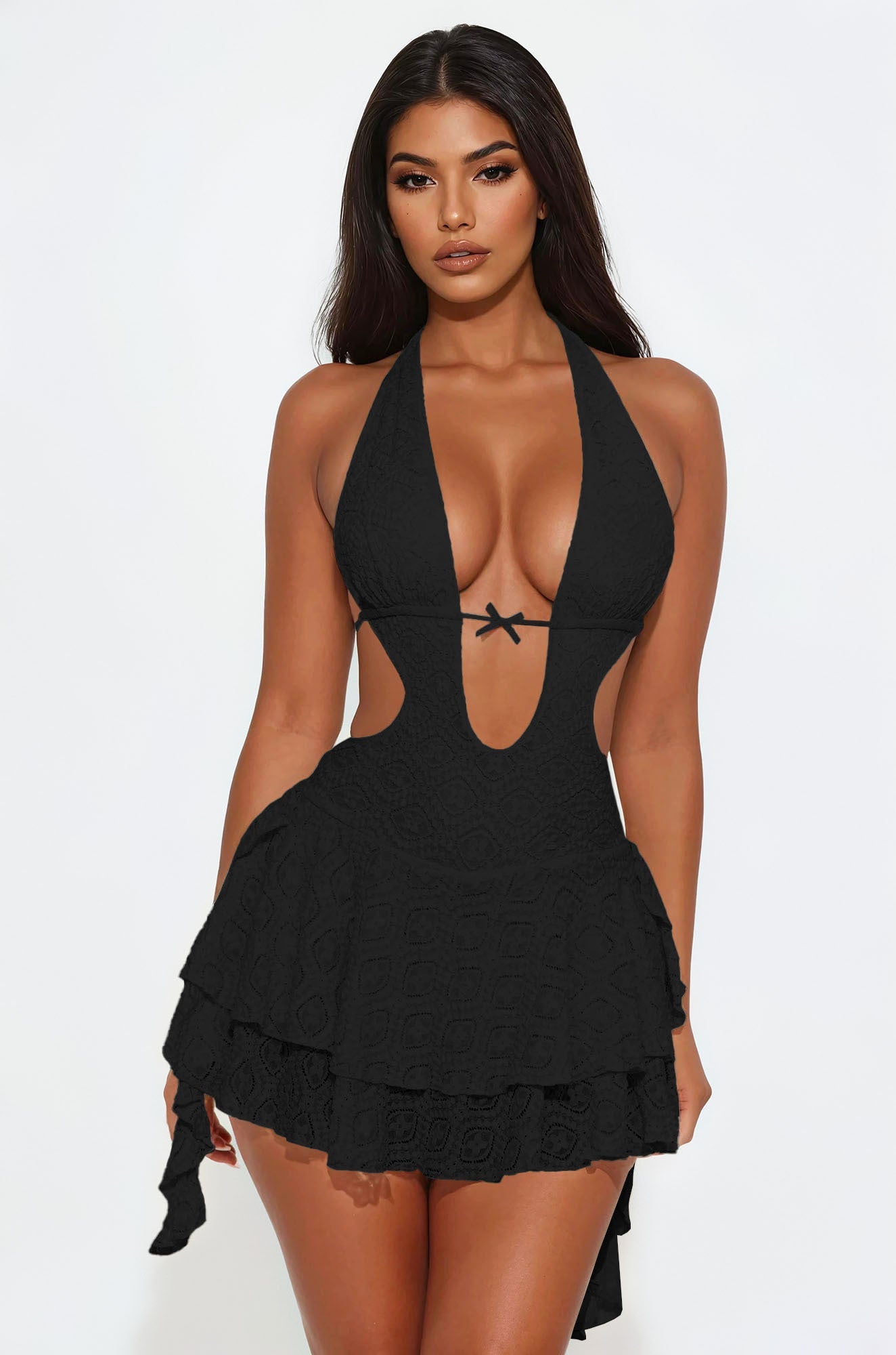 Charming Life Lace Mini Dress - Black