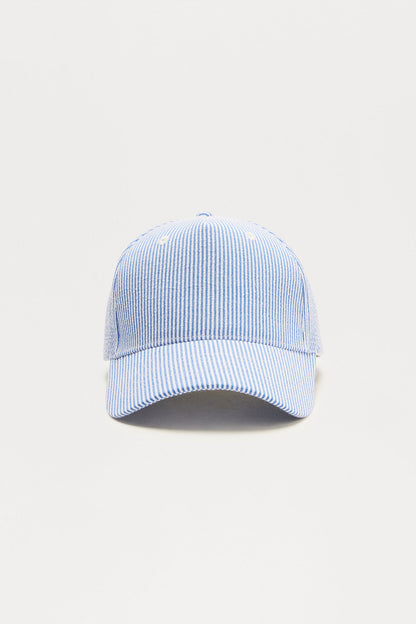 Pinstriped Snapback Hat - White/Blue