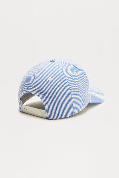 Pinstriped Snapback Hat - White/Blue