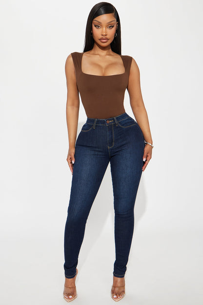 Serena Square Neck Bodysuit - Chocolate