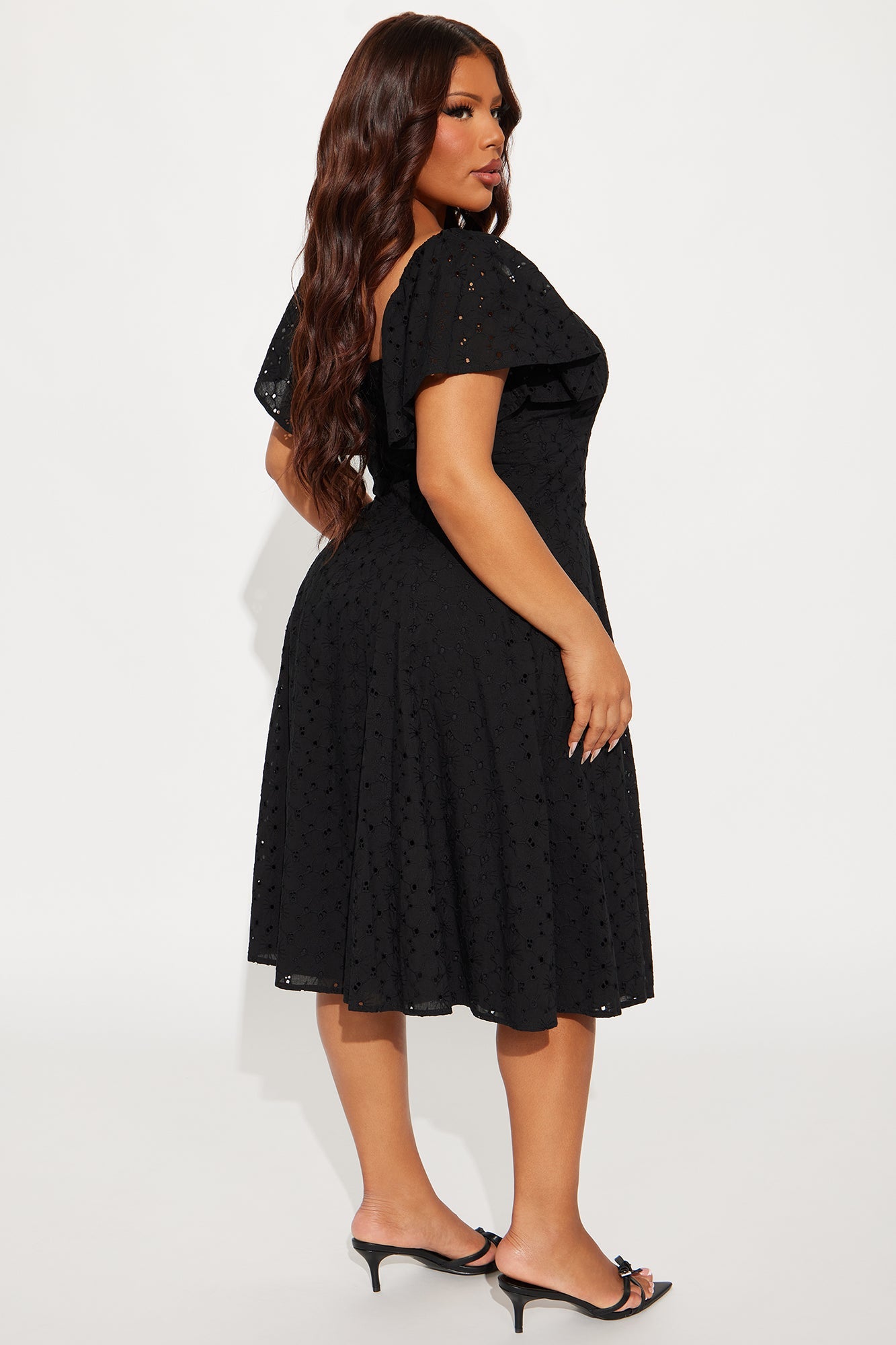 Shanley Eyelet Midi Dress - Black