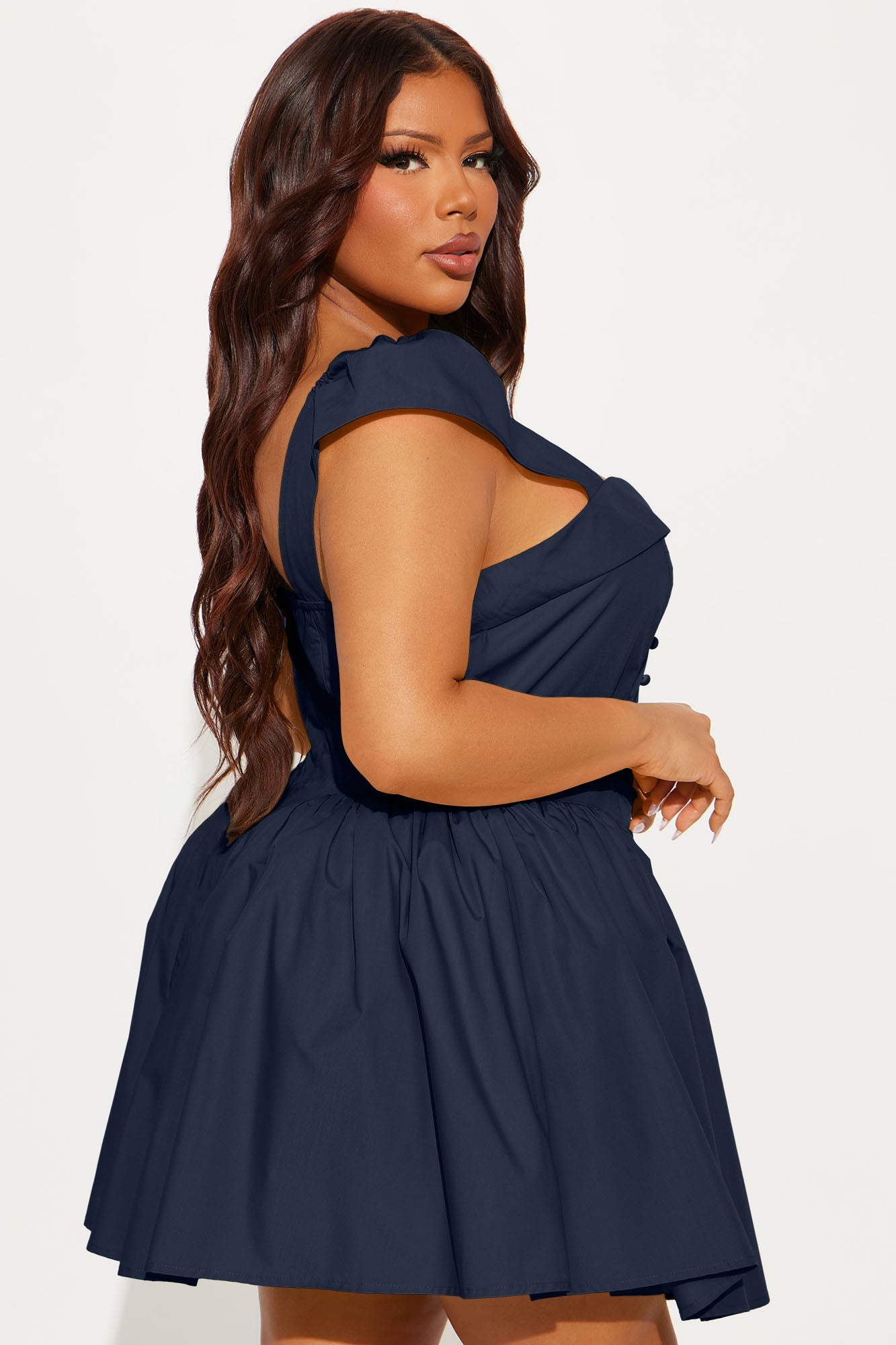 Cleodora Poplin Micro Mini Dress - Navy