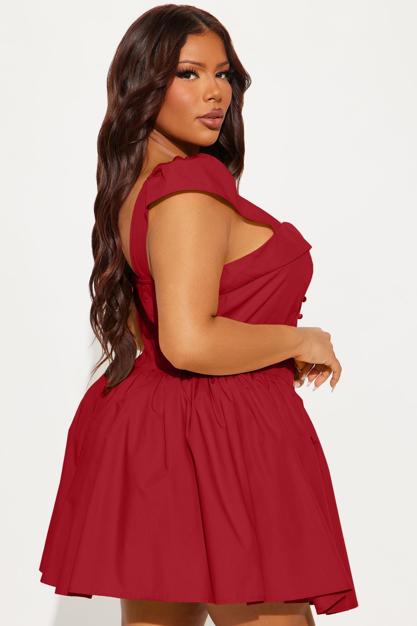 Cleodora Poplin Micro Mini Dress - Red