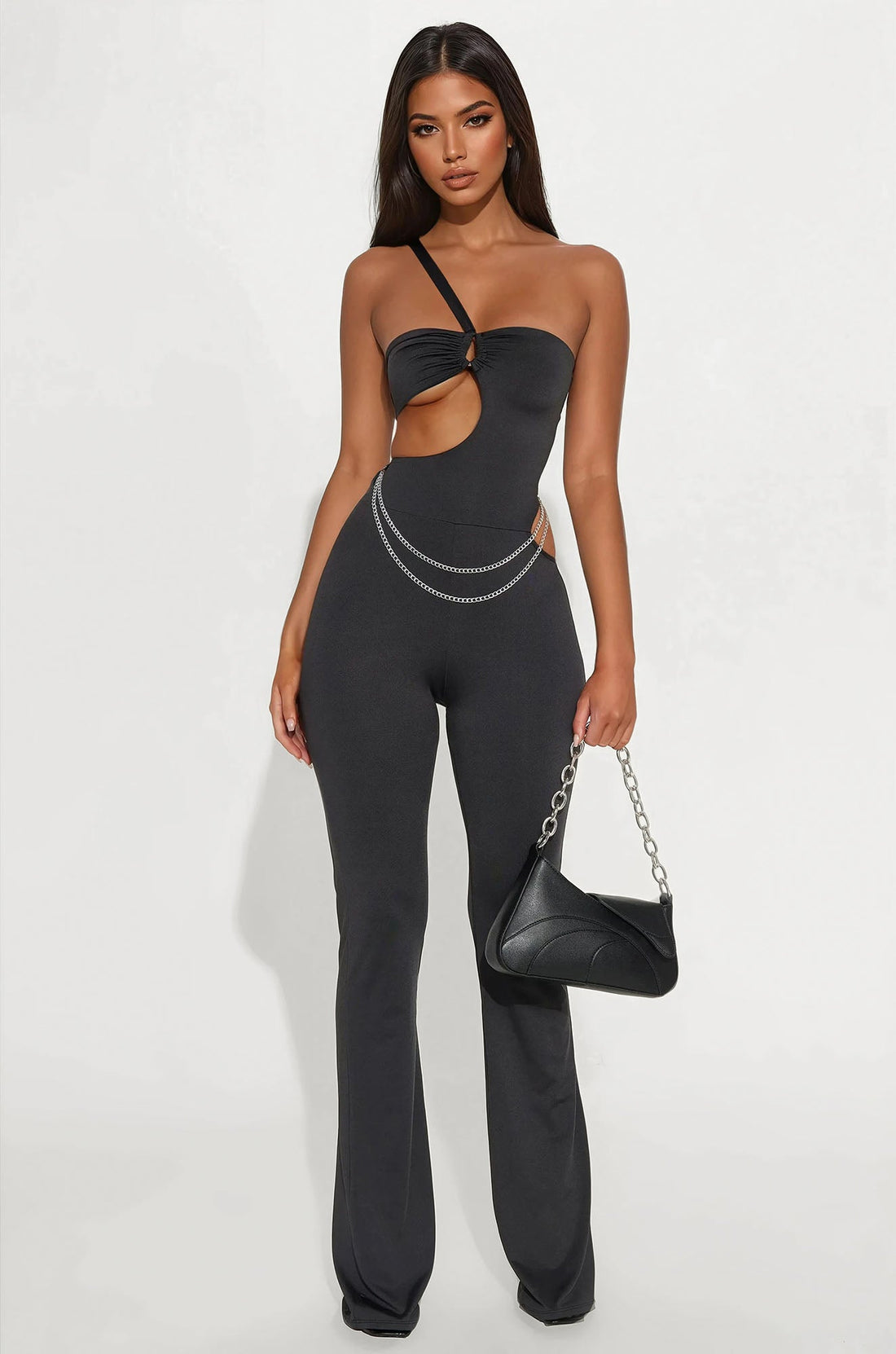 Strong Connection Cut Out Jumpsuit - Charcoal