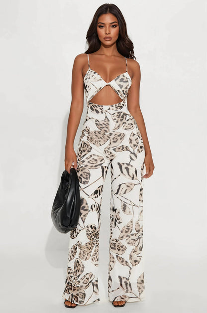 Perfect Illusion Mesh Jumpsuit - Cream/combo