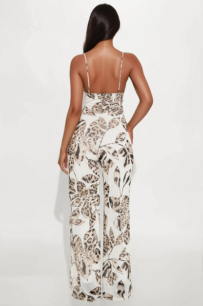 Perfect Illusion Mesh Jumpsuit - Cream/combo