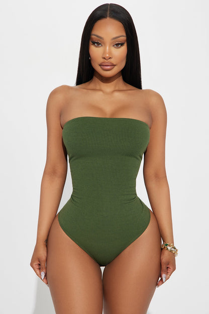 Demi Double Lined Tube Bodysuit - Olive