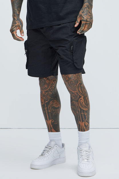 All This And That Nylon Cargo Shorts - Black