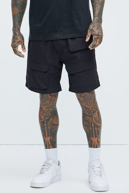 Get Right Utility Nylon Shorts - Black